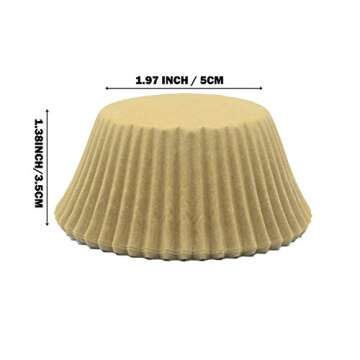 Mombake Premium Natural Greaseproof Cupcake Liners Muffin Paper Baking Cups Standard Size, 100-Count