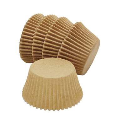 Mombake Premium Natural Greaseproof Cupcake Liners Muffin Paper Baking Cups Standard Size, 100-Count