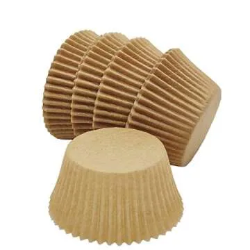 Mombake Premium Natural Greaseproof Cupcake Liners Muffin Paper Baking Cups Standard Size, 100-Count
