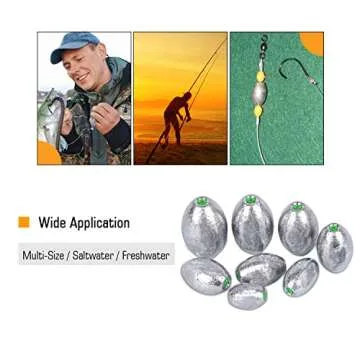 Atibin 8pcs Oval Lead Fishing Drop Shot Sinkers Set