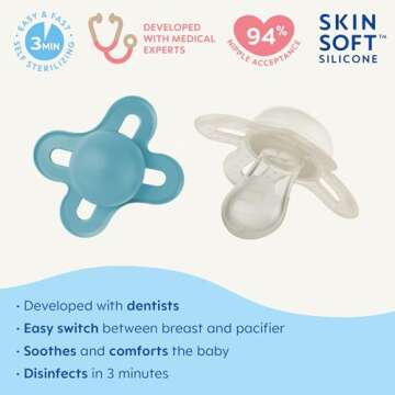 MAM Original Start Newborn Baby Pacifier, Best Pacifier for Breastfed Babies, Sterilizer Case, 0-3 Months, Boy, 2 Count (Pack of 1)