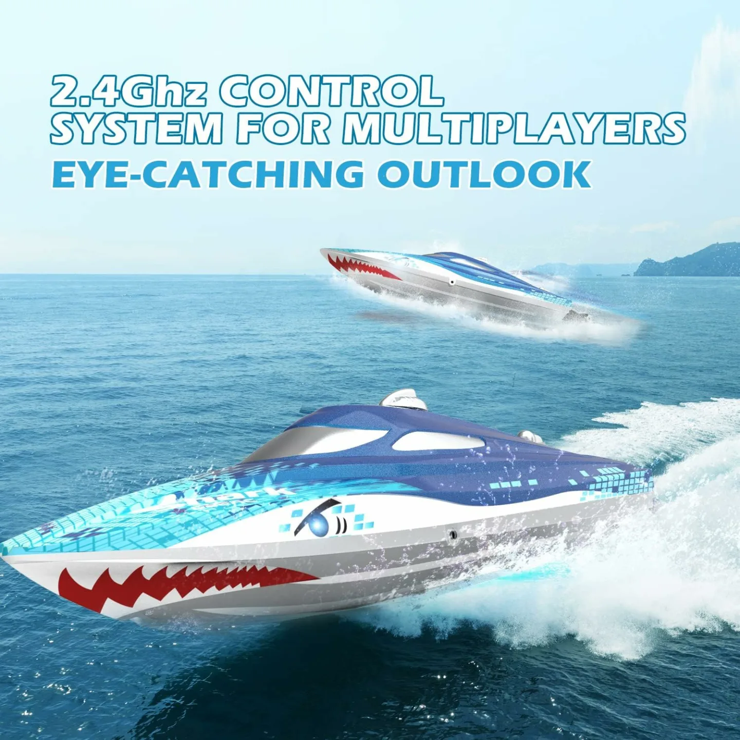 DEERC Remote Control Boat - Full Proportional with LED Lights