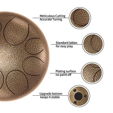 Asmuse Steel Tongue Drum 10 Inch Percussion Instrument