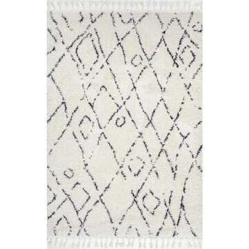 nuLOOM Moroccan Diamond Tassel Area Rug 5x8 - Durable & Stylish