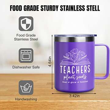 Teacher Gifts for Women, Teacher Appreciation Gifts from Students, for Valentine's Day, Birthday, Christmas, Graduation, Appreciation Week, Stainless Steel Tumbler Coffee Mug Cup Thank You Gift