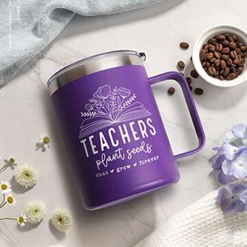 Teacher Gifts for Women, Teacher Appreciation Gifts from Students, for Valentine's Day, Birthday, Christmas, Graduation, Appreciation Week, Stainless Steel Tumbler Coffee Mug Cup Thank You Gift