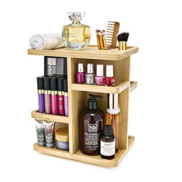 Sorbus 360° Bamboo Makeup Organizer Rotating Storage