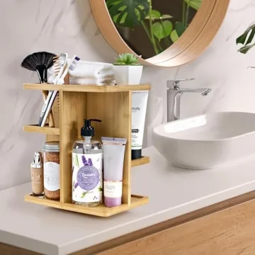Sorbus 360° Bamboo Makeup Organizer Rotating Storage