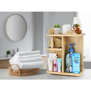 Sorbus 360° Bamboo Makeup Organizer Rotating Storage