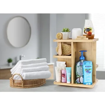 Sorbus 360° Bamboo Makeup Organizer Rotating Storage
