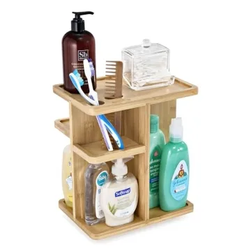 Sorbus 360° Bamboo Makeup Organizer Rotating Storage
