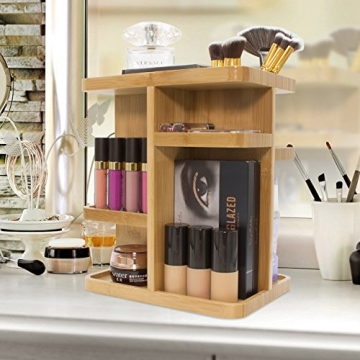Sorbus 360° Bamboo Makeup Organizer Rotating Storage