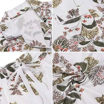 Senert Short Notched Collar Pajamas for Women Soft Modal Cotton Short Sleeve Button Down Pajama Set Sleepwear White Maple Leaf,Medium