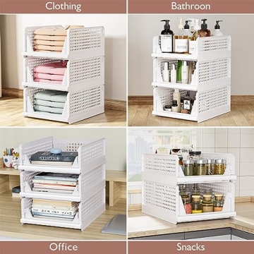 4 Pack Stackable Folding Storage Organizers for Every Space