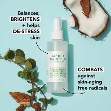 Mario Badescu Setting Facial Spray Mist with Aloe & Coconut Water, Refreshing and Hydrating Makeup Spray, Alcohol Free, Fragrance Free, Dye & Sulfate Free