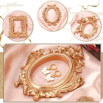 Yulejo 10 Pcs Vintage Resin Picture Frame Antique Vintage Collage Photo Frame Mini Oval Rectangle Wa...