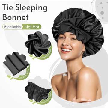 BONNET QUEEN 2pcs Pack Silk Bonnet for Sleeping Women Satin Bonnet Hair Bonnet Night Sleep Cap for Men with tie Band Black Rose Gold