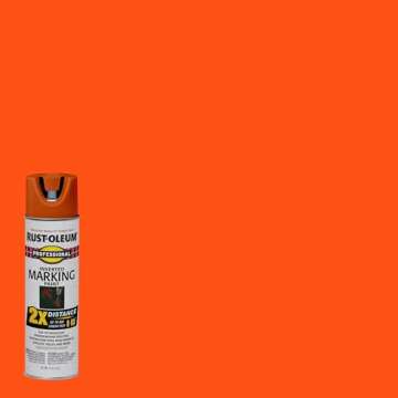 Rust-Oleum 266590 Professional 2X Distance Inverted Marking Spray Paint, 15 oz, Fluorescent Red-Oran...