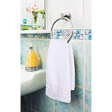 Utopia Towels 8-Piece Luxury Towel Set, 2 Bath Towels, 2 Hand Towels, and 4 Wash Cloths, 600 GSM Ring Spun Cotton Highly Absorbent Viscose Stripe Towels Ideal for Everyday use (White)