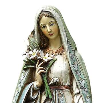 Blessed Virgin Mary Mother Madonna Lilies Garden Statue