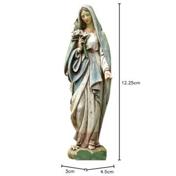 Blessed Virgin Mary Mother Madonna Lilies Garden Statue