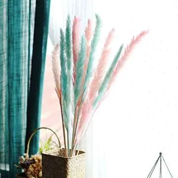 MLSG 60 Stems 22 Inch Natural Dry Flowers Small Pampas Grass, Phragmites Communis, Dried Flowers Bouquet for Wedding Floral Arrangements Home Decorations (Pink)