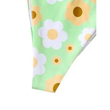 Stylish Floral Print Triangle Halter Bikini Swimsuit