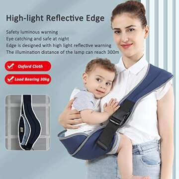 Portable Toddler Carrier, Adjustable Child Sling, Ergonomic One Shoulder Labor-Saving Polyester Half...