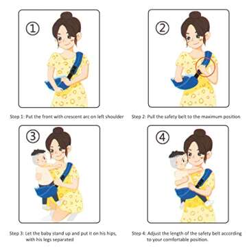 Portable Toddler Carrier, Adjustable Child Sling, Ergonomic One Shoulder Labor-Saving Polyester Half Wrapped Toddler Sling with Anti-Slip Particles, for Toddler, Children 6-36 Months