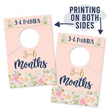 7 Navy Pink Gold Baby Nursery Closet Organizer Dividers For Girl Clothing, Floral Flower Age Size Hanger Organization For Kid Toddler Infant Newborn Clothes, Shower Registry Gift Supplies, 0-24 Months