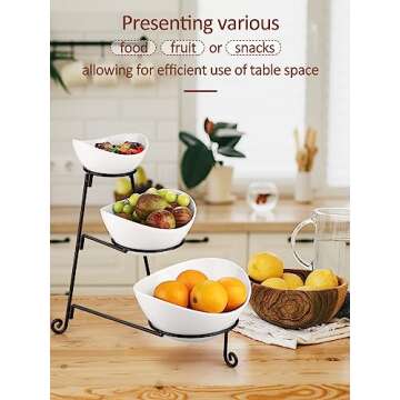 Yedio 3 Tier Serving Bowls Stand for Elegant Food Displays