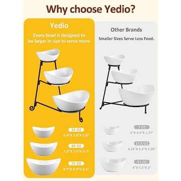 Yedio 3 Tier Serving Bowls Stand for Elegant Food Displays