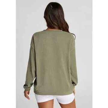 PRETTYGARDEN Women's Oversized Sweatshirt Ribbed Corduroy Crewneck Long Sleeve Loose Fit Casual Goin...