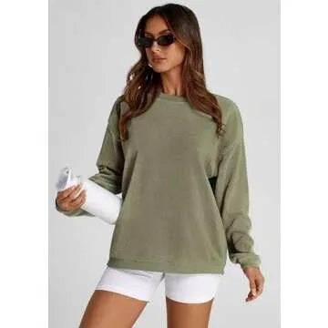 PRETTYGARDEN Women's Oversized Ribbed Corduroy Sweatshirt