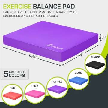ProsourceFit Exercise Balance Pad – Large Cushioned Non-Slip Foam Mat & Knee Pad for Fitness, Stab...