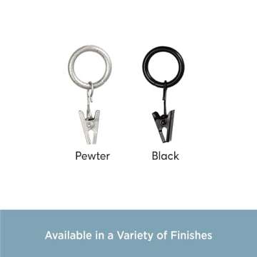 Kenney Petit Window Curtain Clip Rings, 14-Pack in Black