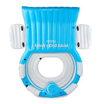 Intex 56299EP 145 x 125 x 20 Inch Splash N Chill Inflatable Lake and Pool Relaxation Island Lounger Seat for up to 7 Adults, Blue and White