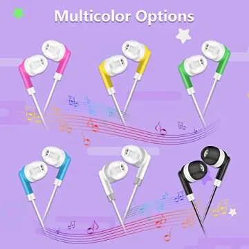 YFSFQS Wholesale Kids Bulk Earbuds Headphones Earphones for Classroom Students, Libraries, Hospitals 6 Assorted Colors Individually Bagged 10pack