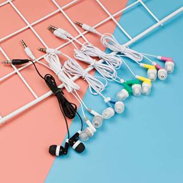 YFSFQS Wholesale Kids Bulk Earbuds Headphones Earphones for Classroom Students, Libraries, Hospitals 6 Assorted Colors Individually Bagged 10pack