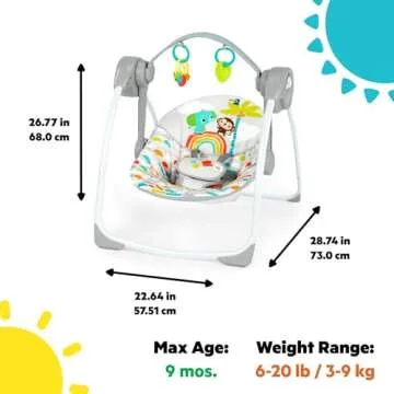 Bright Starts Playful Paradise Portable Baby Swing with Music