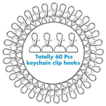 Key Chain Clip Hook, Anezus D Ring Clip Keychain Lanyard Swivel Snap Hooks Clip on Key Ring for Craf...