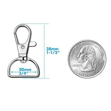 Key Chain Clip Hook, Anezus D Ring Clip Keychain Lanyard Swivel Snap Hooks Clip on Key Ring for Crafts and Purse Hardware (3/4 inch)