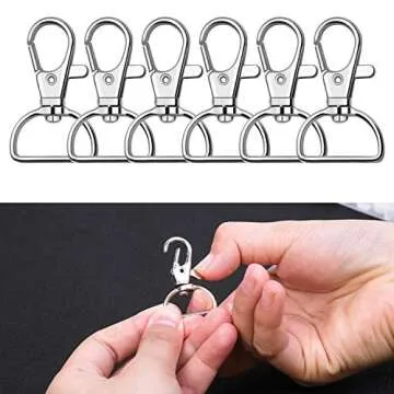 Key Chain Clip Hook, Anezus D Ring Clip Keychain Lanyard Swivel Snap Hooks Clip on Key Ring for Crafts and Purse Hardware (3/4 inch)