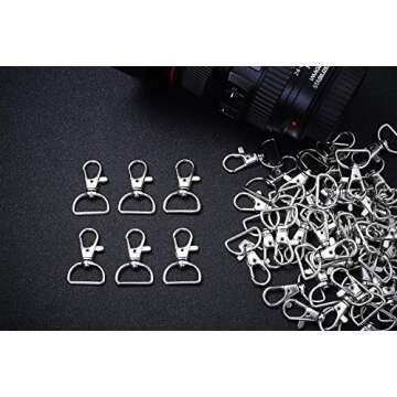 Key Chain Clip Hook, Anezus D Ring Clip Keychain Lanyard Swivel Snap Hooks Clip on Key Ring for Crafts and Purse Hardware (3/4 inch)