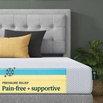 ZINUS 6 Inch Green Tea Cooling Gel Memory Foam Mattress, Queen, Fiberglass Free, Cooling Gel Foam, Pressure Relieving, CertiPUR-US Certified, Mattress in A Box, White