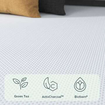 ZINUS 6 Inch Green Tea Cooling Gel Memory Foam Mattress, Queen, Fiberglass Free, Cooling Gel Foam, Pressure Relieving, CertiPUR-US Certified, Mattress in A Box, White