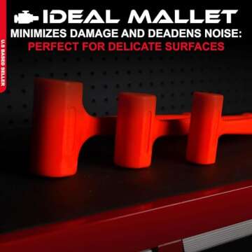 ABN Dead Blow Hammer 3-Piece Set – 1, 2, and 3 lb Pound – Unicast Mallets with Non-Marring Rubber Coating