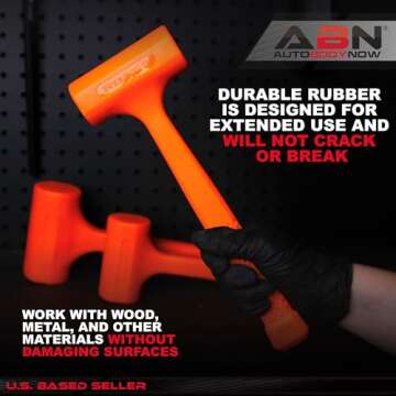 ABN Dead Blow Hammer 3-Piece Set – 1, 2, and 3 lb Pound – Unicast Mallets with Non-Marring Rubber Coating