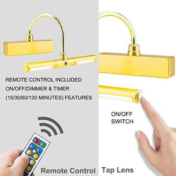 BIGLIGHT Wireless Battery Operated LED Picture Light with Remote, Rotatable Light Heads of 3 Lightin...