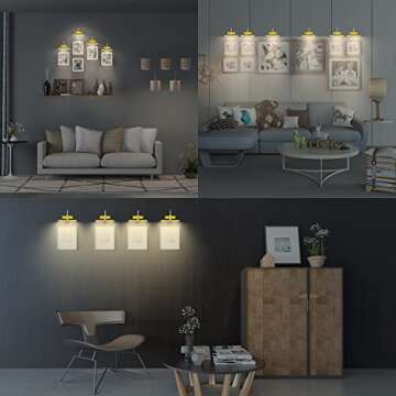 BIGLIGHT Wireless Battery Operated LED Picture Light with Remote, Rotatable Light Heads of 3 Lighting Modes, Dimmable Display Lamp with Timer for Painting Photo Portrait Art, 8.8", Gold